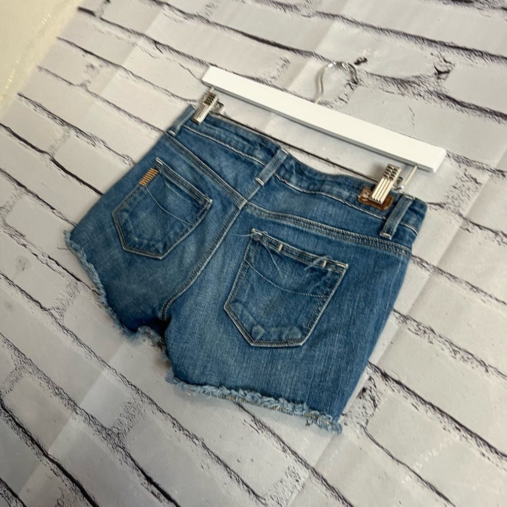 Paige Silver Lake High Rise Denim Cutoff Shorts Size 26 Y2K Blue Vintage Stretch - Picture 10 of 16